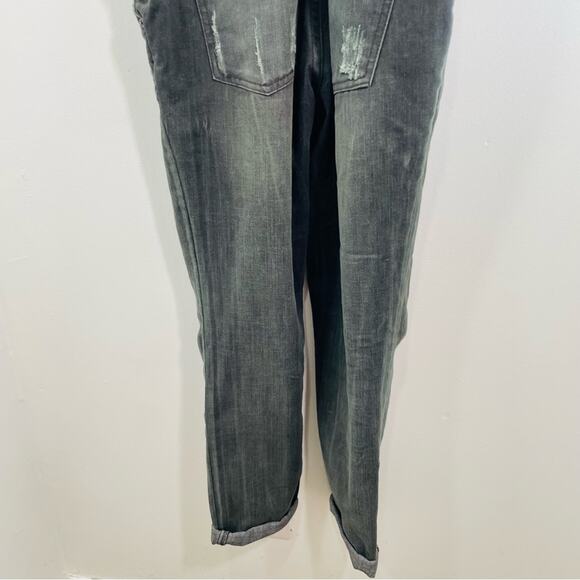 Free People Distressed Faded Black Slim Leg Overalls 26 - Picture 8 of 13